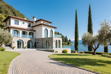 Obraz premium Sustainable Architecture with Nature-Focused Design and Warm Tones