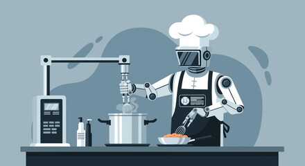 Automated Gastronomy Futuristic Chef Preparing Meal Using Robotics Technology