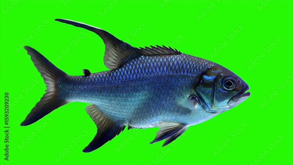 Poster 3d realistic angelfish isolated on green screen a pterophyllum scalare native to the amazon basin in