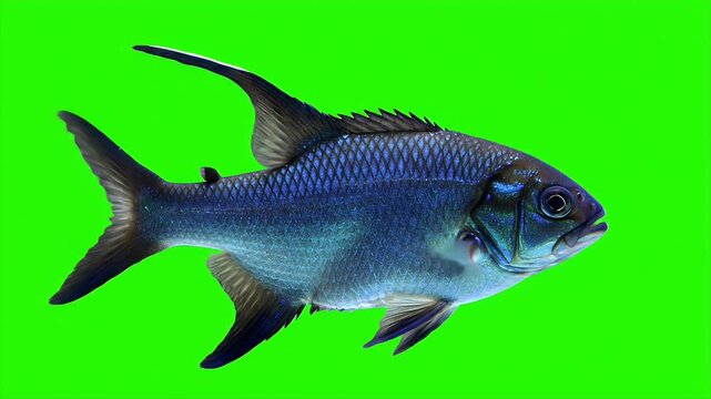 3D Realistic Angelfish Isolated on Green Screen a Pterophyllum Scalare Native to the Amazon Basin in Wildlife Animal