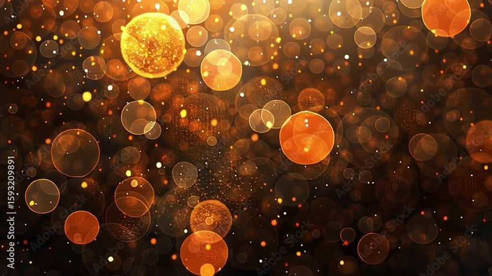 Poster beautiful abstract background with shimmering golden bokeh lights, creating warm and festive atmosph