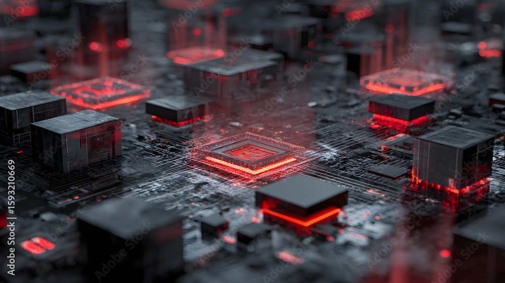 Poster vulnerable computer hardware being hacked and network ransomware digital cybercrime background conce