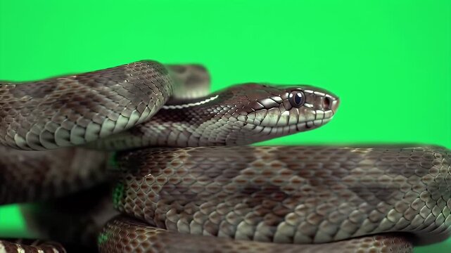 3D Realistic Fer De Lance Snake Detailed Close Up Isolated On Green Screen Background For Production Bothrops Asper Native to Latin America Wildlife Rendering