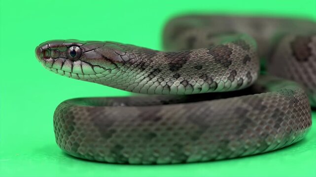 3D Realistic Halmahera Sea Krait Isolated on Green Screen Detailed Scales and Markings For Wildlife Education and Documentaries