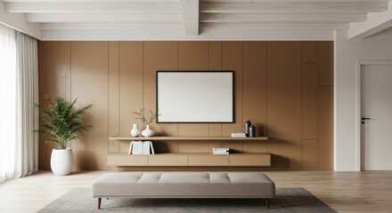 Modern Interior: A tastefully furnished interior space, featuring a neutral palette, clean lines, and a minimalist aesthetic, showcasing modern design principles. 