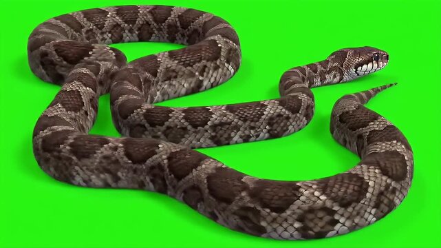 3D Realistic Vine Snake Ahaetulla Nasuta Isolated on Green Screen Background for Wildlife Production