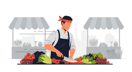 Culinary Excellence At The Farmer's Market Prepping Fresh Produce