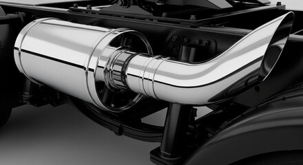 Polished Chrome Truck Exhaust Pipe, Modern Design