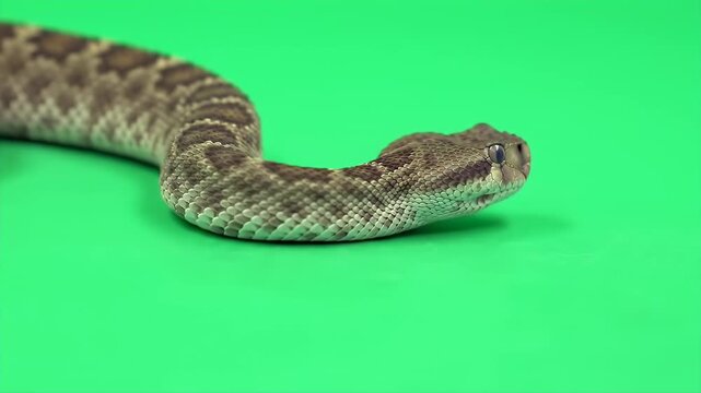 Detailed 3D Animation of Sidewinder Crotalus Cerastes Isolated on Green Screen