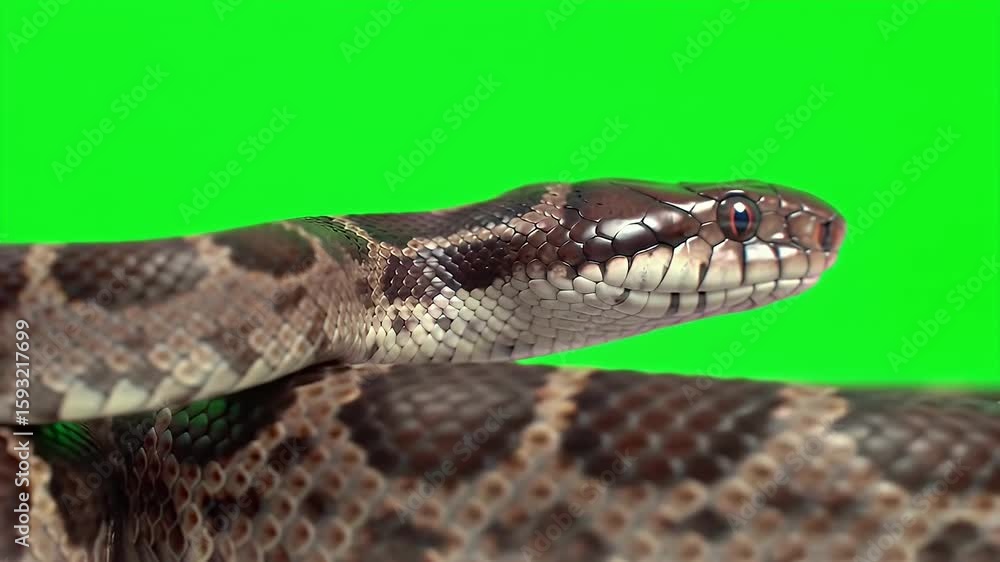 Poster detailed 3d render of banded krait isolated on green screen for wildlife and production use featurin