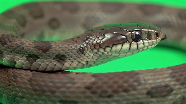 Detailed 3D Render of Telescopus Fallax Isolated on Green Screen Production Featuring Realistic Scales and Markings Perfect for Animal and Wildlife Projects