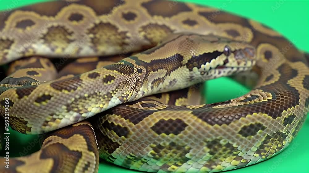 Poster detailed 3d rendered woma python isolated on green screen