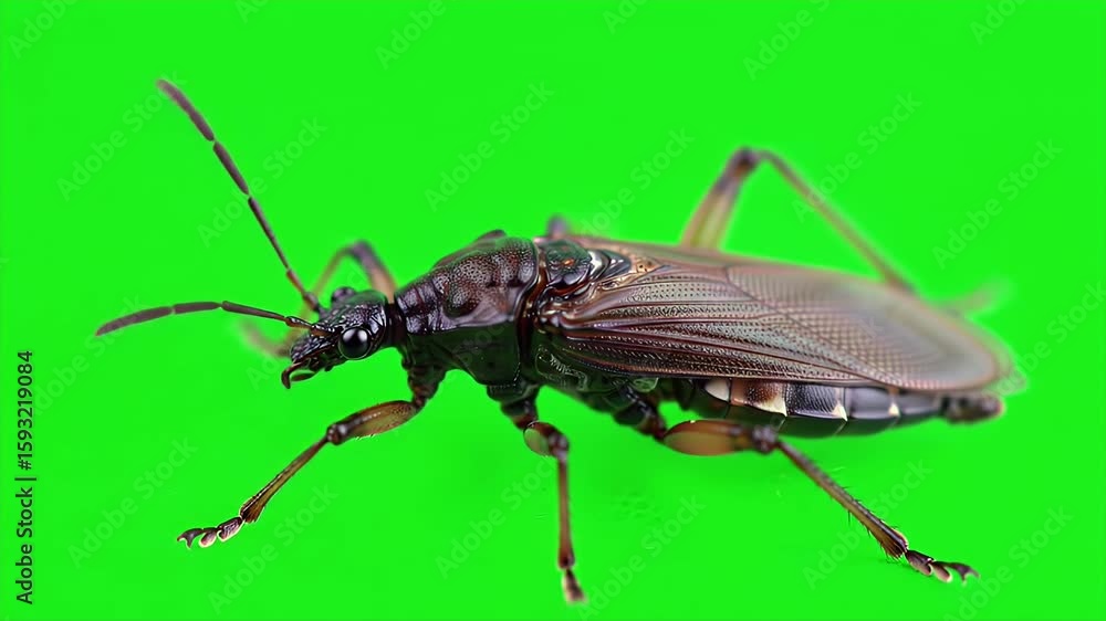 Poster detailed 3d rendering of two pronged bristletails insect isolated on green screen