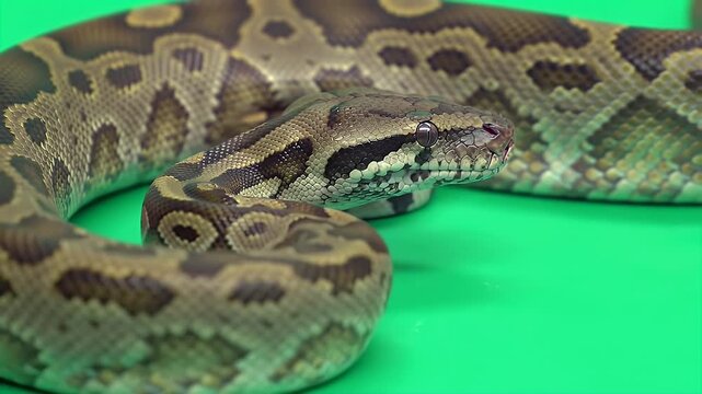 Detailed Water Python Realistic 3D Animation Isolated on Green Screen