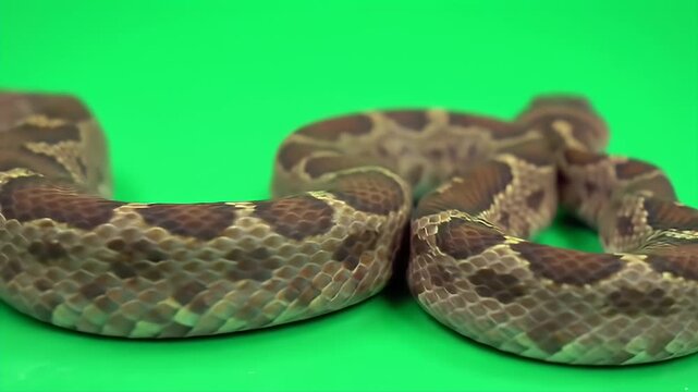Eastern Coral Snake Micrurus Fulvius Realistic 3D Animation Isolated on Green Screen for Wildlife Education