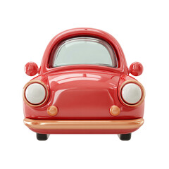 3d red car icon in a minimalist plastic cartoon style isolated on a transparent background, clipart, 3d sticker