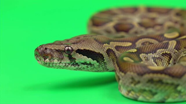 Realistic 3D Timor Python Malayopython Timoriensis Isolated on Green Screen for Wildlife Production