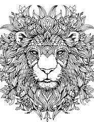 tiger, tattoo, vector, head, animal, lion, illustration, cat, wild, face, art, design, mammal, logo, silhouette, black, tribal, feline, drawing, wildlife, nature, predator, symbol, mascot, power