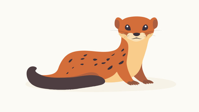 Cute Weasel Vector Illustration on Light Background