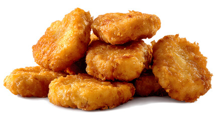 Bunch of chicken nuggets isolated on a white background