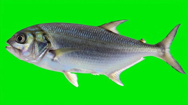 Single 3D Realistic Ikan Gabus Channa Striata Isolated on Green Screen