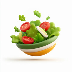 3D icon fresh vegetable salad in a bowl isolated on a white background
