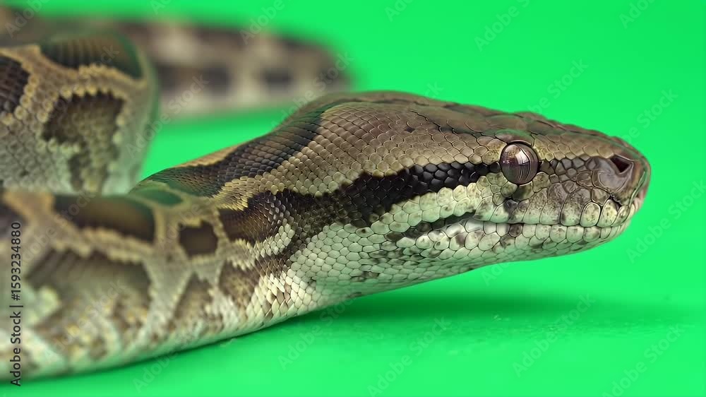 Poster sulawesi python realistic 3d render isolated on green screen close up animation