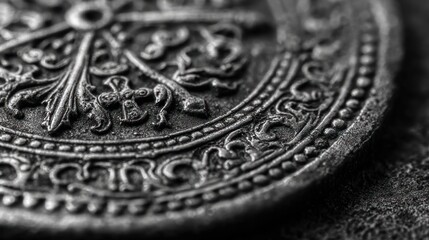 Fototapeta premium Close-up of an ornate, antique coin