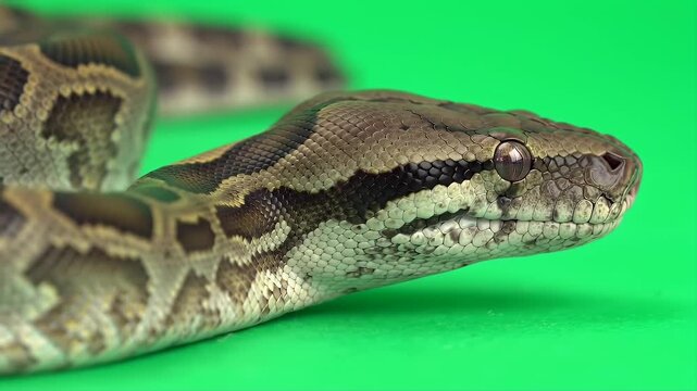 Sulawesi Python Realistic 3D Render Isolated on Green Screen Close Up Animation