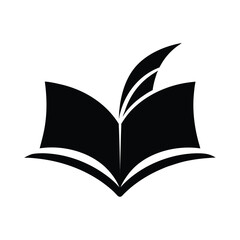 Elegant silhouette of an open book with gently curled pages for creative projects