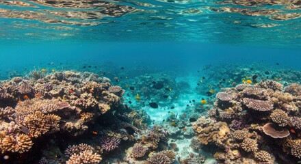 Fototapeta premium Underwater majesty vibrant coral reef ecosystem teeming with marine life beauty
