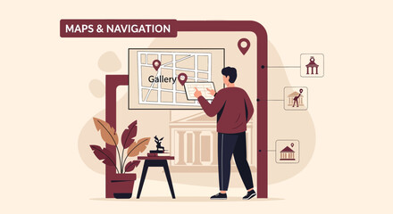 Obraz premium Interactive City Exploration Using Digital Map on Tablet for Travel Adventures