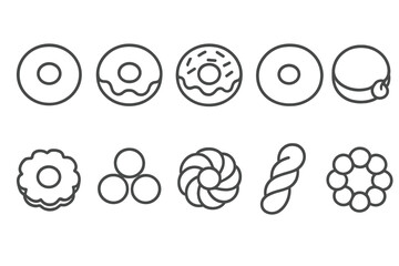 Dessert, pastry outline icon set. sweet food, bakery icons outline collection