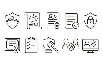 Fototapeta premium Security and privacy line icon set. data protection, cybersecurity line collection