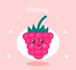 Smiling raspberry in kawaii style. Kids stock vector