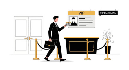 Exclusive Access: Elegant Man With Vip Pass Entering Prestigious Event Venue