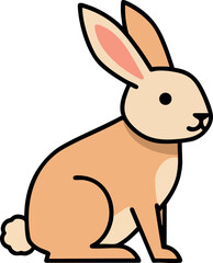 Obraz premium Cute brown rabbit sitting calmly with white chest and pink ears in vector illustration for children and nature themes