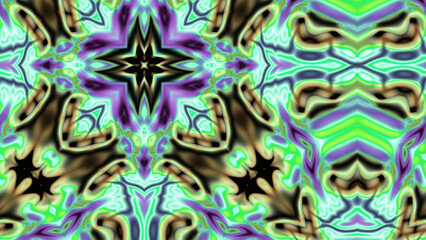 Abstract Radiant Burst with Soft Grain Texture, Symmetrical Glow Pattern in Psychedelic Style, Radiating Circular Abstract with Subtle Noise, Kaleidoscopic Starburst with Gradient Flow