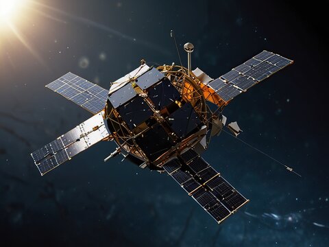 broken satelite illustration background