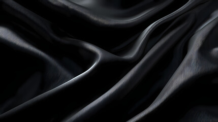 Fototapeta premium Black stretch mesh fabric flowing and forming elegant folds. fabric stretch. Illustration