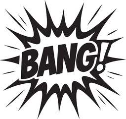 Fototapeta premium Black and white pop art explosion with the word BANG! written inside. A retro comic book style vector graphic.