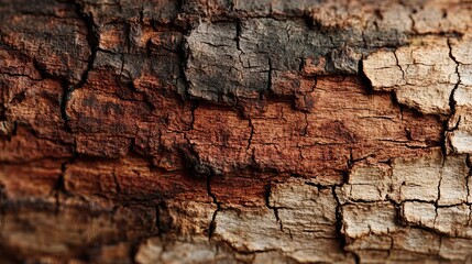 Intricate tree bark texture displays weathered patterns, aged wood grain, cracked surfaces, organic growth, and rustic charm