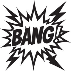 Fototapeta premium Monochrome comic book explosion with the word BANG! in a pop art style. Vector illustration of a powerful sound effect.