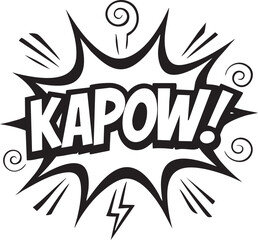 Obraz premium Kapow comic book sound effect. Pop art style explosion speech bubble with onomatopoeia for action and impact. Vector illustration.