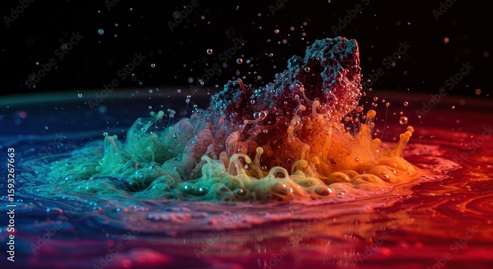 Aufkleber mesmerizing collision of vibrant colorful inks creating an abstract liquid sculpture