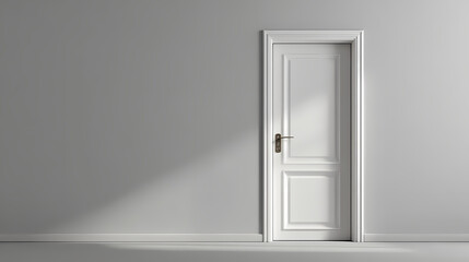 White interior door in minimalist room. shut passage. Illustration