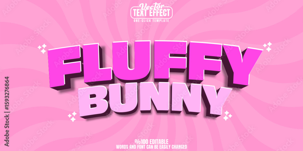 Poster bunny editable text effect, customizable pink and fluffy 3d font style