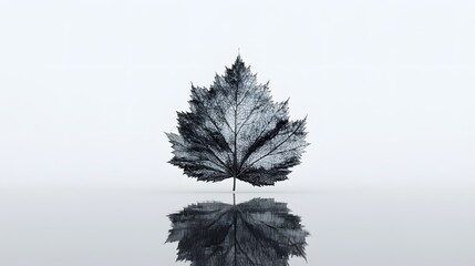 Skeletal Leaf Reflection Minimalist Nature Art