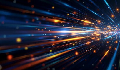 Blue background with glowing lines, a speed-of-light effect, and an abstract digital technology concept Generative AI - Powered by Adobe