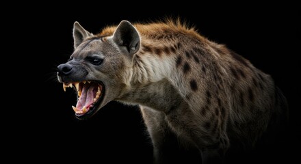 Intense hyena portrait with snarling expression showcasing raw animal aggression